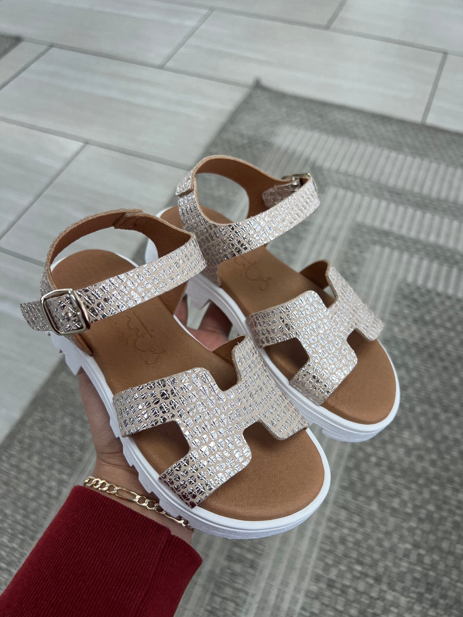 Papanatas Champagne H Platform Sandal-Tassel Children Shoes