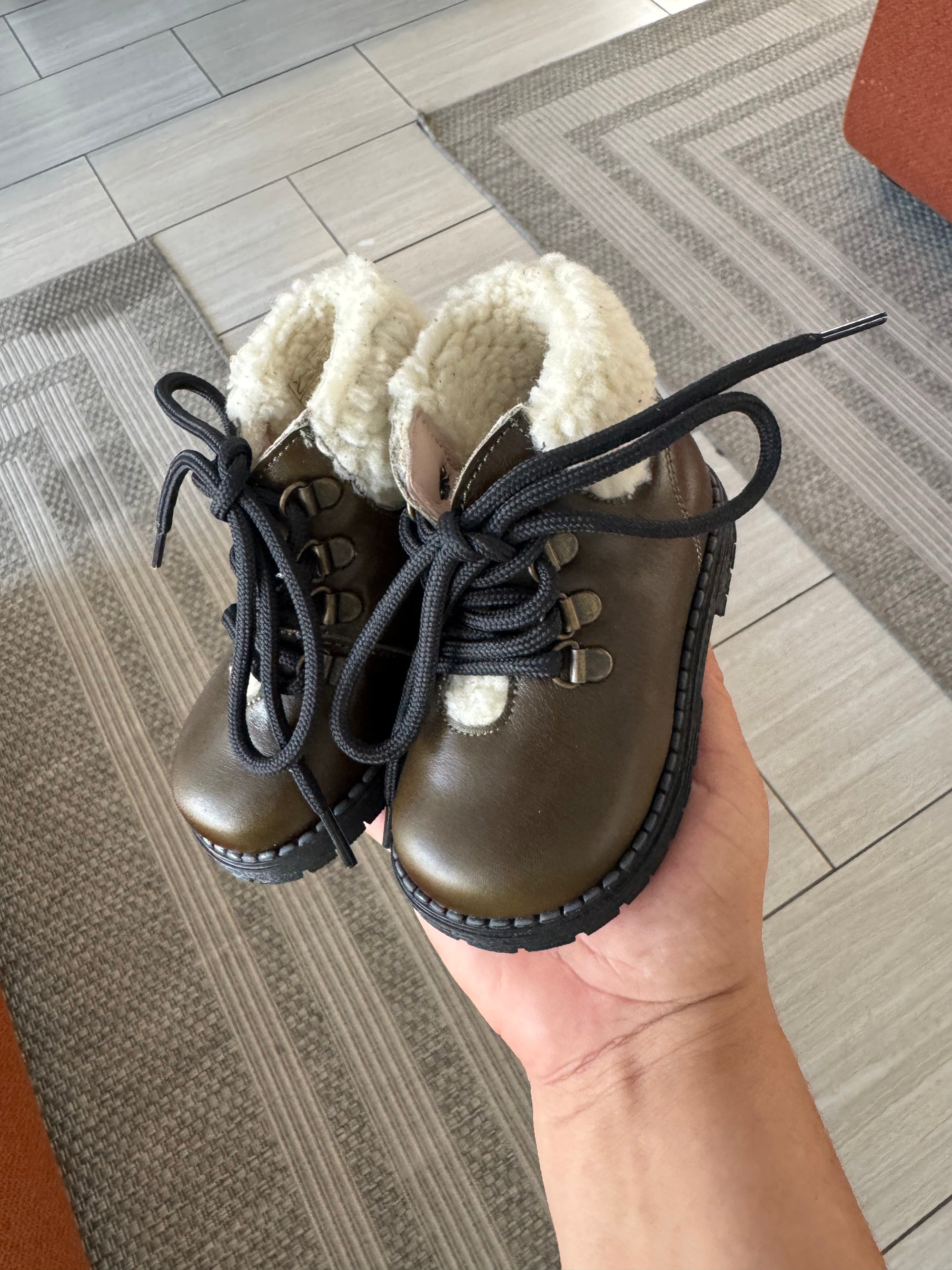LMDI Olive Fur Baby Boot-Tassel Children Shoes