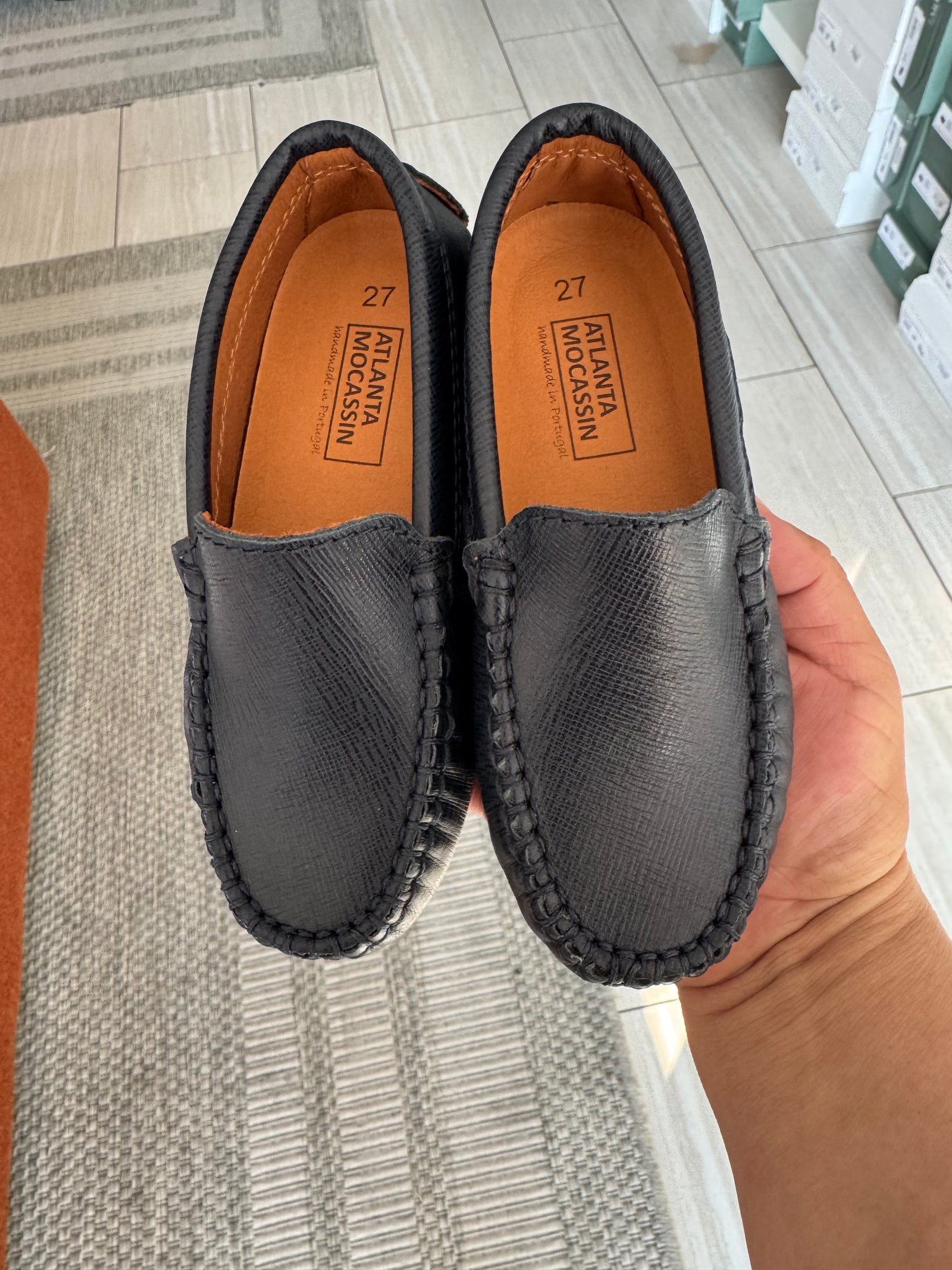 Atlanta Mocassin Navy Textured Loafer-Tassel Children Shoes