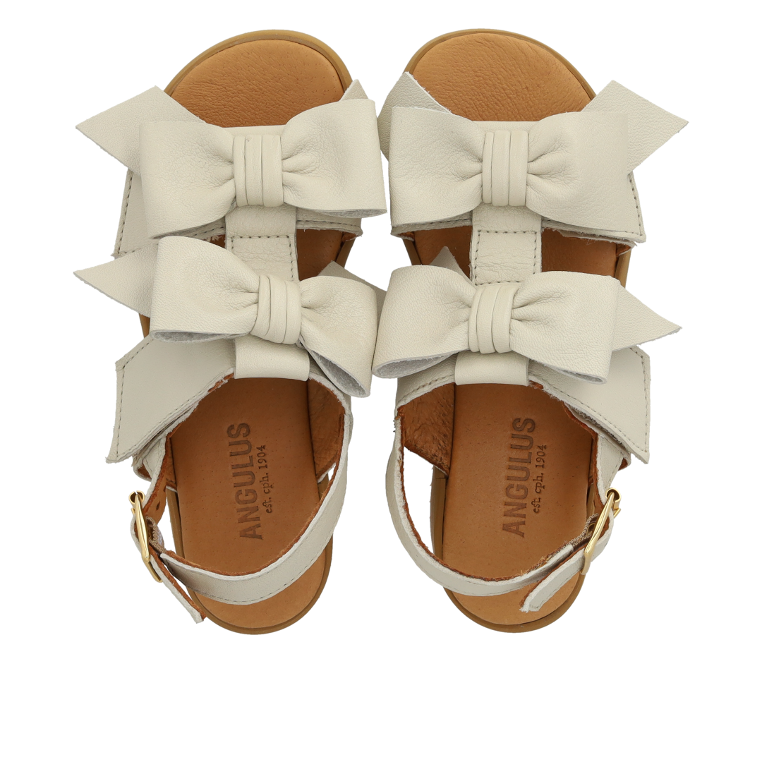 Angulus Ivory Bow Sandal-Tassel Children Shoes