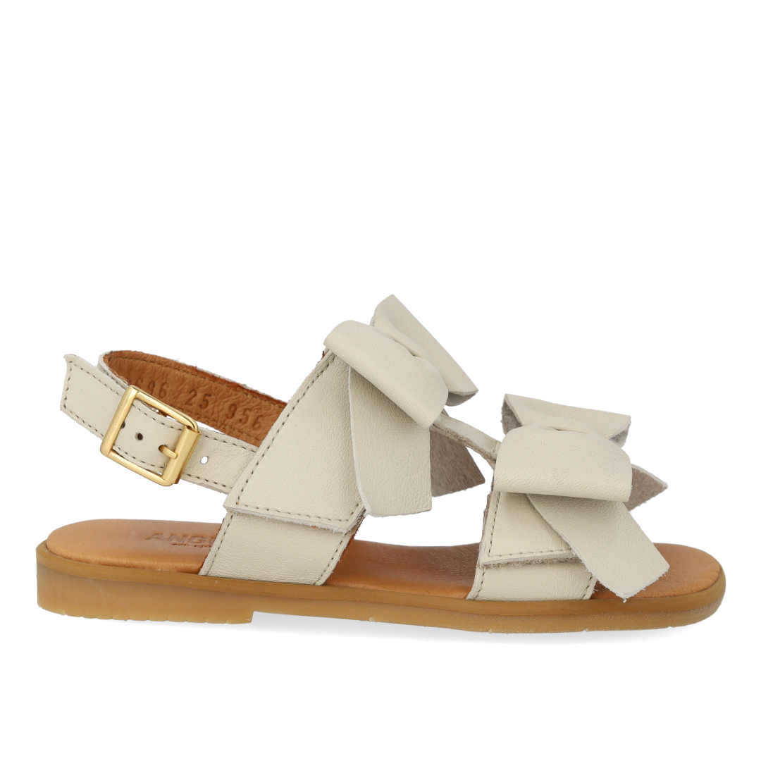 Angulus Ivory Bow Sandal-Tassel Children Shoes