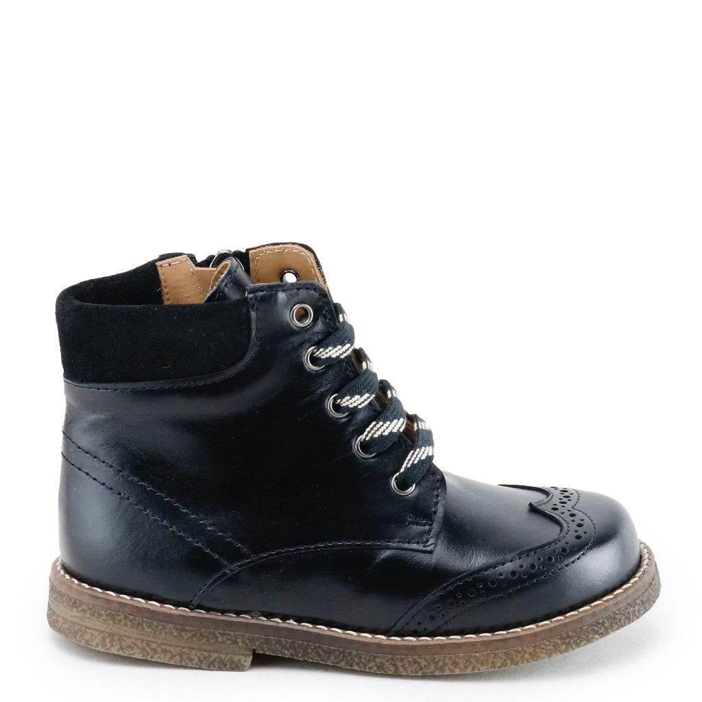 Papanatas Black Wingtip Zipper Bootie-Tassel Children Shoes