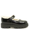 Pepe Black Patent Shearling Chunky Mary Jane-Tassel Children Shoes