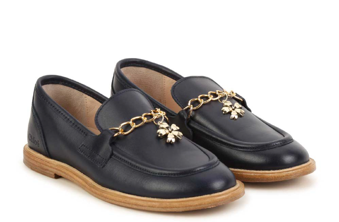 Chloe Navy Mini Me Loafer-Tassel Children Shoes