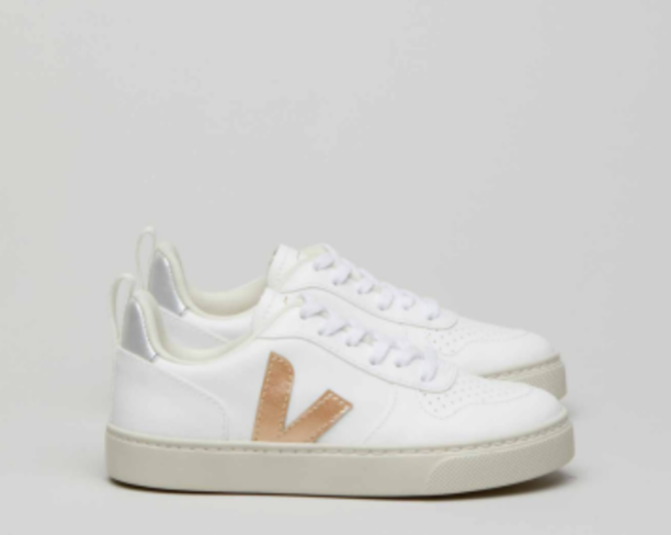 Veja White Platine Silver Lace Sneaker-Tassel Children Shoes