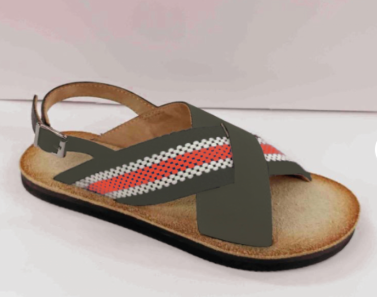 Bonton Khaki Criss Cross Sandal-Tassel Children Shoes