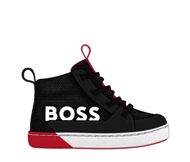 Hugo Boss Black Velcro Mid Top Sneaker-Tassel Children Shoes