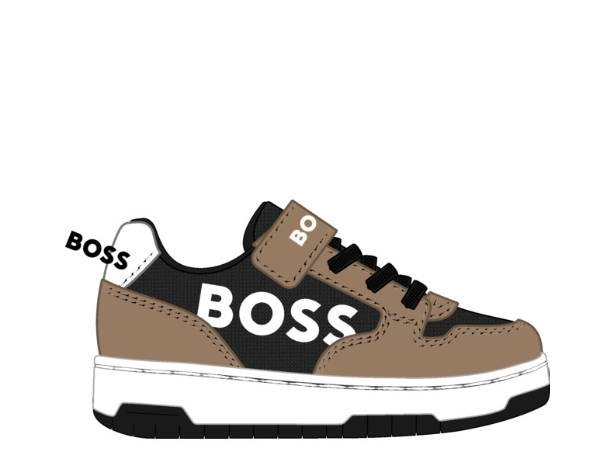 Hugo Boss Black and Brown Velcro Sneaker-Tassel Children Shoes
