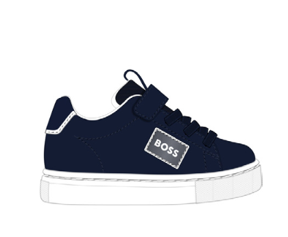 Hugh Boss Navy Velcro Baby Sneaker-Tassel Children Shoes
