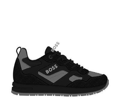 Hugo Boss Black and Gray Lace Sneaker-Tassel Children Shoes