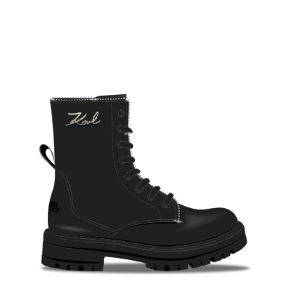 Karl Lagerfeld Black Studded Boot-Tassel Children Shoes