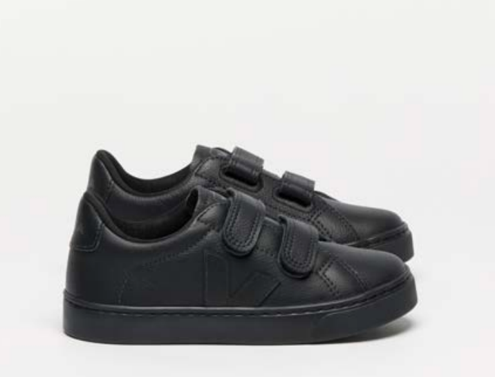 Veja Full Black Velcro Sneaker-Tassel Children Shoes
