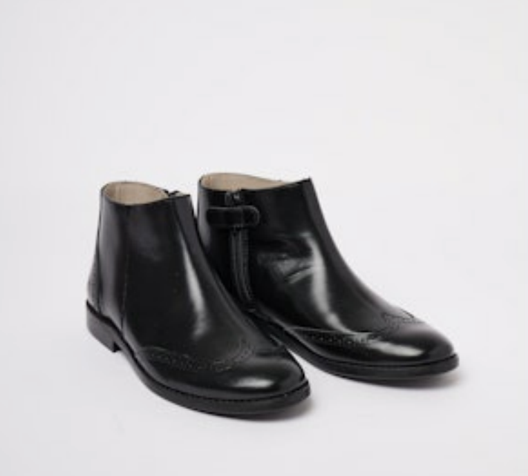 Bonpoint Black Florentic Wingtip Dress Boot-Tassel Children Shoes