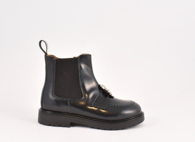 Rondinella Navy Florentic Flower Zipper Boot-Tassel Children Shoes