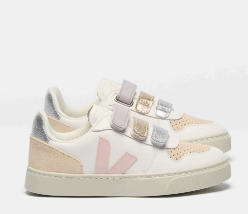 Veja White Petale Velcro Sneaker-Tassel Children Shoes
