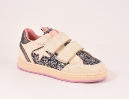 Rondinella Cream Glitter Velcro Sneaker-Tassel Children Shoes