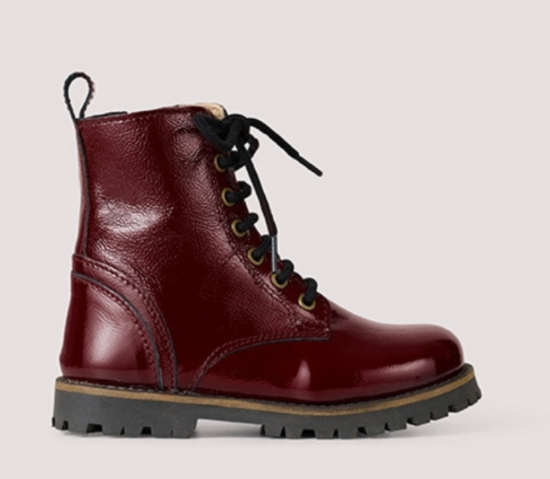Petit Nord Burgundy Patent Lace Boot-Tassel Children Shoes