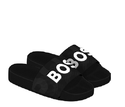 Hugo Boss Black Rubber Slide-Tassel Children Shoes
