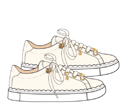 Chloe Off White Charm Scalloped Sneaker-Tassel Children Shoes