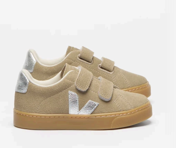 Veja Taupe Silver Velcro Sneaker-Tassel Children Shoes