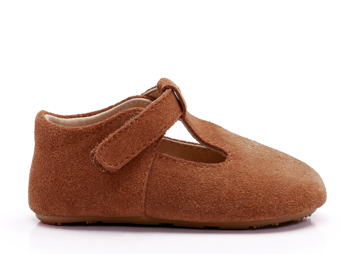 Old Soles Brown Soft Sole T Strap-Tassel Children Shoes