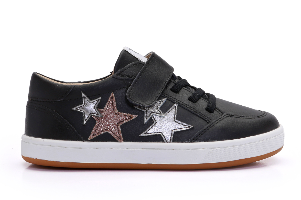 Old Soles Black Glitter Star Sneaker-Tassel Children Shoes