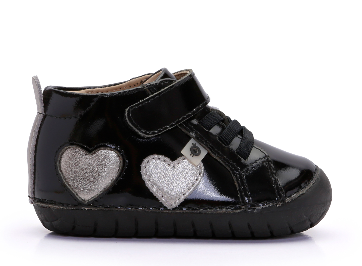 Old Soles Black Patent Heart Baby Sneaker-Tassel Children Shoes