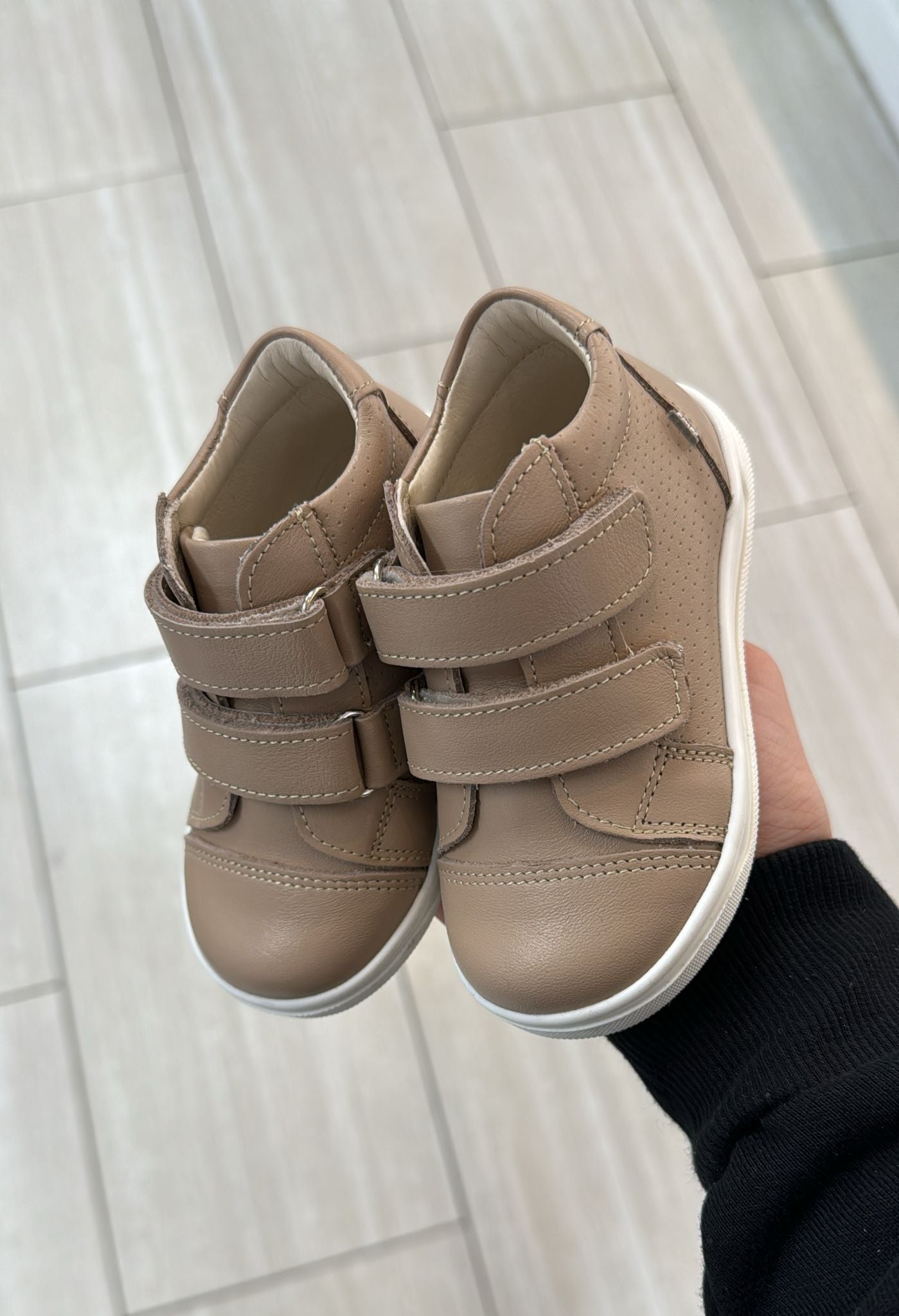 Emel Taupe Velcro Sneaker-Tassel Children Shoes