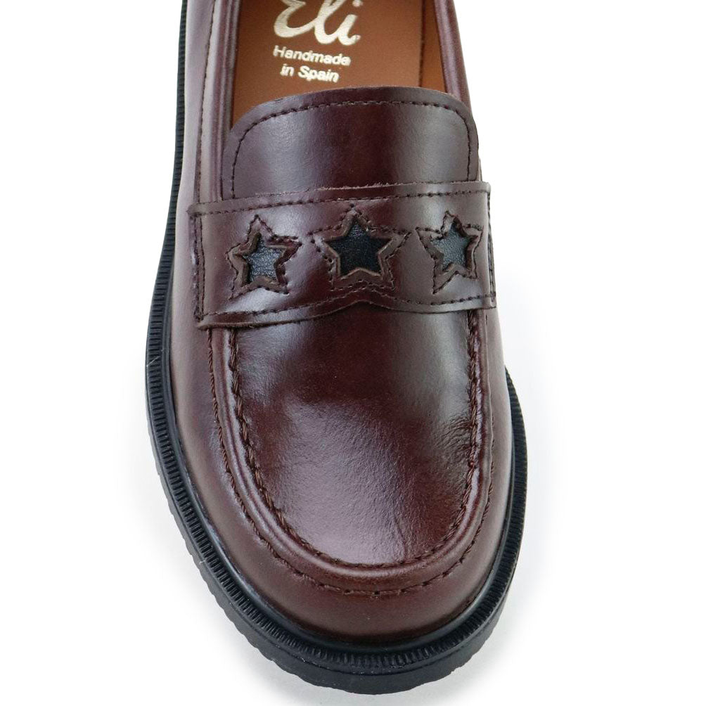 Papanatas Marron Star Penny Loafer-Tassel Children Shoes