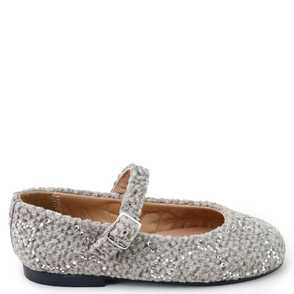 Papanatas Boucle Embellished Mary Jane-Tassel Children Shoes