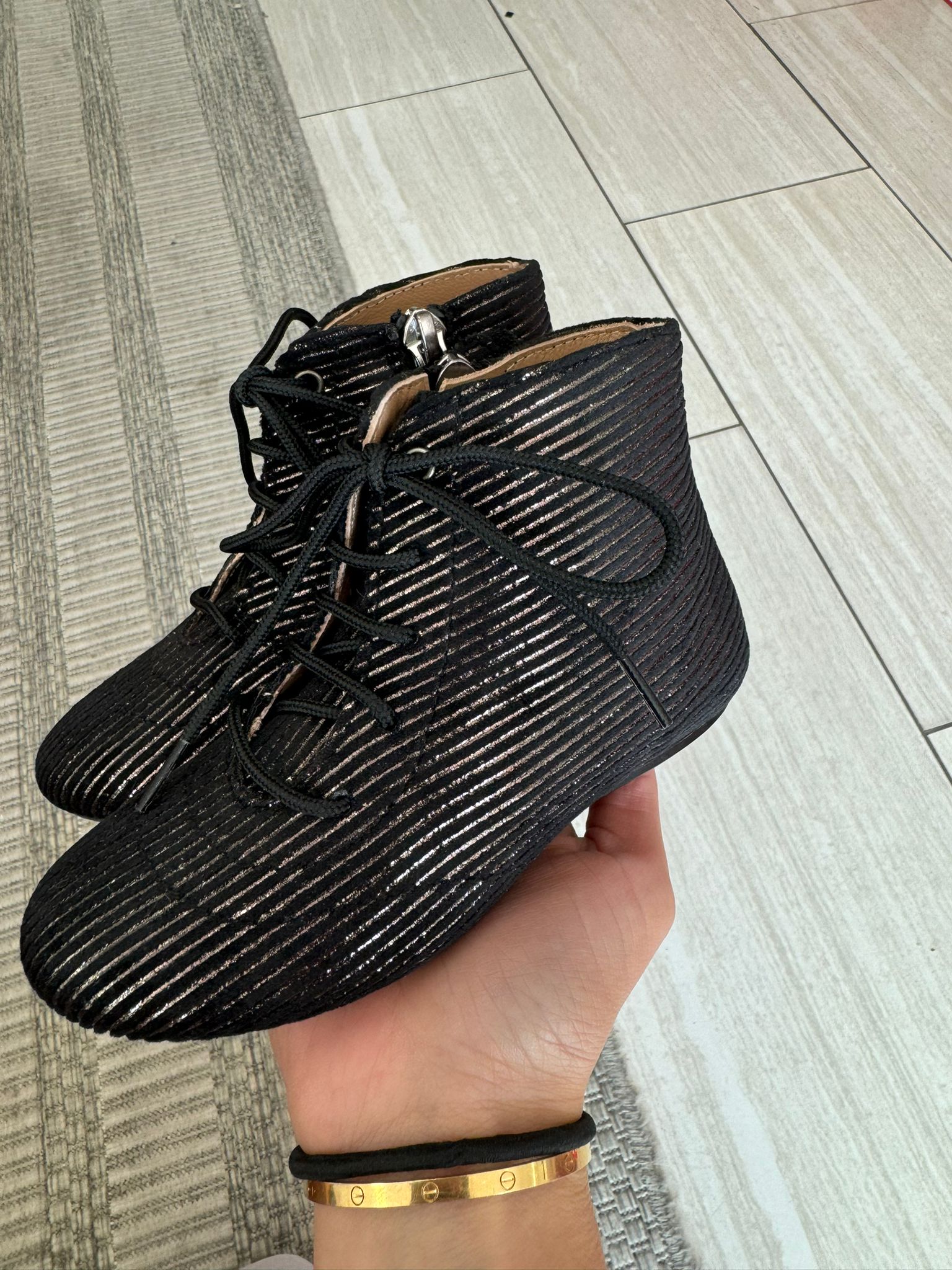 Papanatas Black Striped Bootie-Tassel Children Shoes