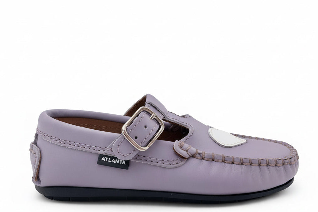 Atlanta Mocassin Violet Heart T Strap Loafer-Tassel Children Shoes