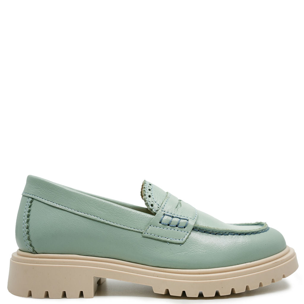 Blublonc Mint Scalloped Chunky Loafer-Tassel Children Shoes