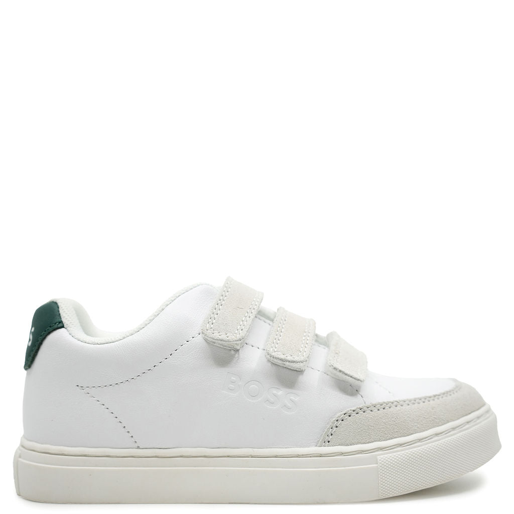 Hugo Boss White and Olive Velcro Sneaker-Tassel Children Shoes