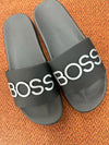Hugo Boss Black And Silver Slides-Tassel Children Shoes