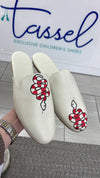 Blublonc Ivory Snake Embroidered Mule-Tassel Children Shoes