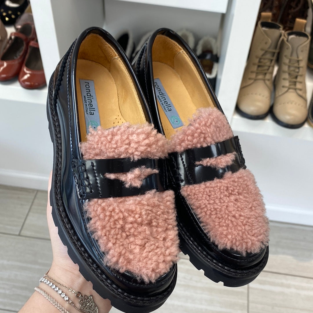 Rondinella Black and Pink Chunky Loafer - Tassel Children Shoes