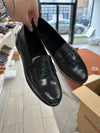 Blublonc Black Florentic Perforated Loafer-Tassel Children Shoes