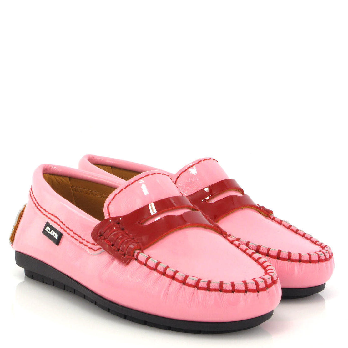 Atlanta Mocassin Pink And Red Penny Loafer-Tassel Children Shoes