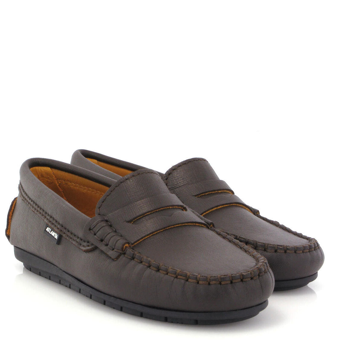 Atlanta Mocassin Dark Brown Textured Loafer-Tassel Children Shoes