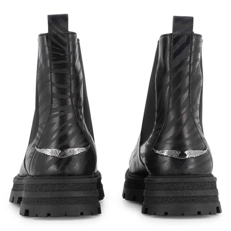 Zadig and Voltaire Black Tiger Elastic Boot-Tassel Children Shoes