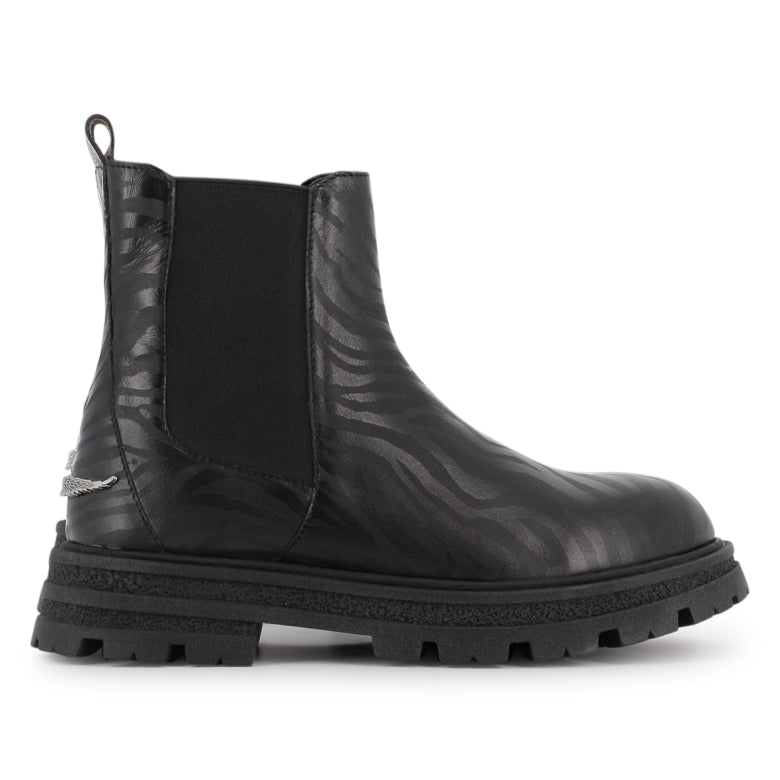 Zadig and Voltaire Black Tiger Elastic Boot-Tassel Children Shoes