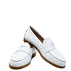Blublonc White and Silver Heart Loafer-Tassel Children Shoes