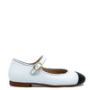 Blublonc White and Black Captoe Mary Jane-Tassel Children Shoes