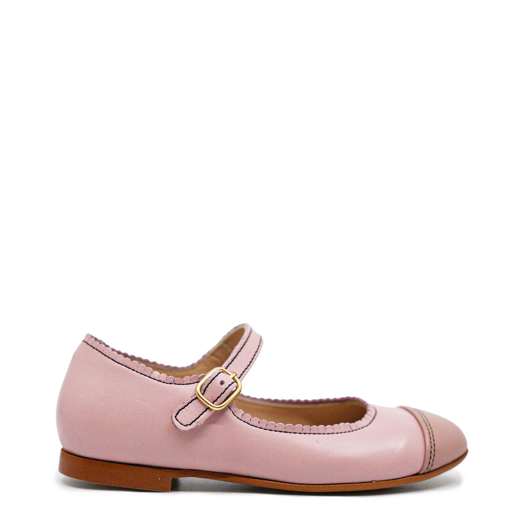 Blublonc Pink Captoe Mary Jane-Tassel Children Shoes