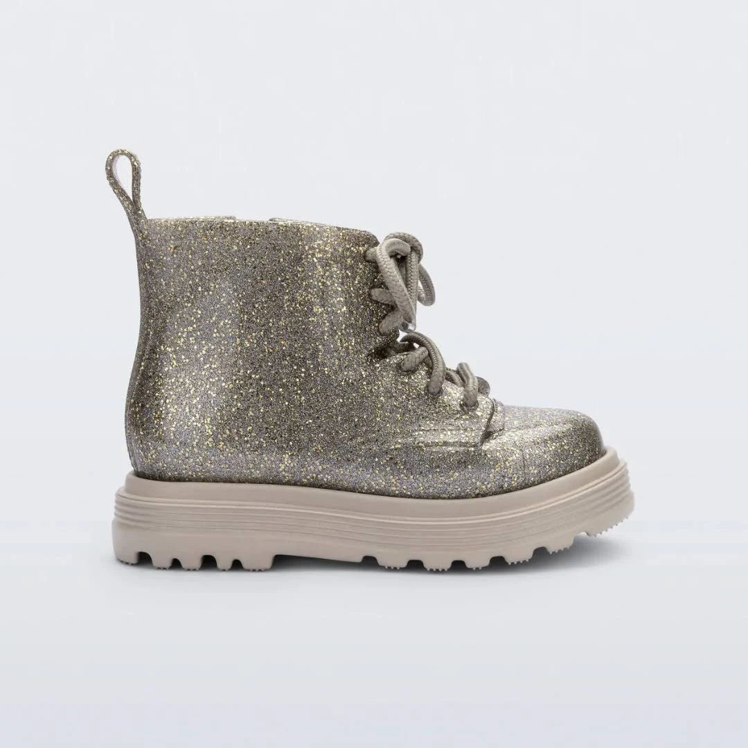 Mini Melissa Gold Sparkle Boot-Tassel Children Shoes