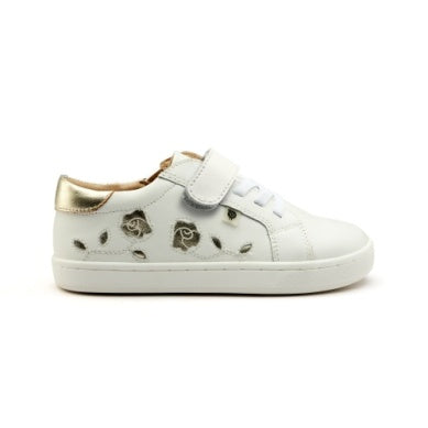 Old Soles White and Gold Flower Sneaker-Tassel Children Shoes