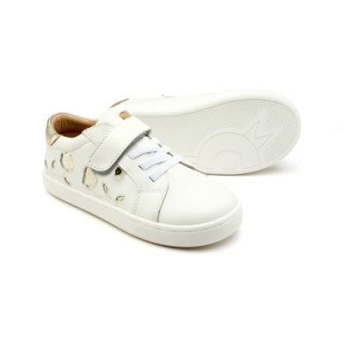 Old Soles White and Gold Flower Sneaker-Tassel Children Shoes