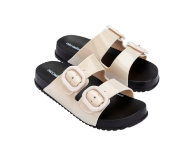 Mini Melissa Black and Beige Cozy Slide-Tassel Children Shoes