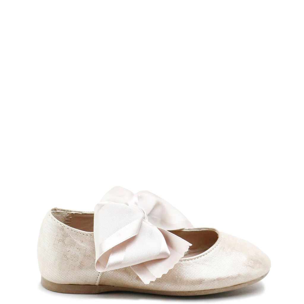 Papanatas Gold Flower Shimmer Bow Mary Jane-Tassel Children Shoes